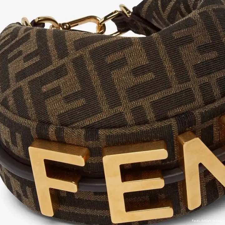 Affordable Fabric Mini Brown Bag FF Fendigraphy Hobo In Motif Fendi 0619